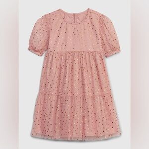 GAP Toddler Metallic Star Tulle Tiered Pink Gold Shimmer Princess Fairy Dress